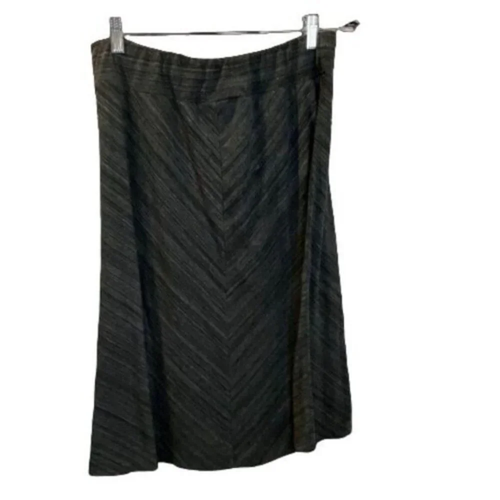 Ava & Viv Grey‎ V Striped Pull Up Stretch Knee Length Skirt Size X  (plus size)